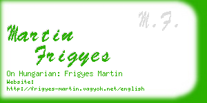 martin frigyes business card